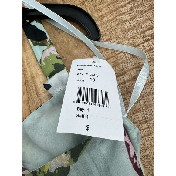 Cabi Women's A Line Smocked Tropical Tank Top Cotton Silk Blend Size 10 - Picture 8 of 12